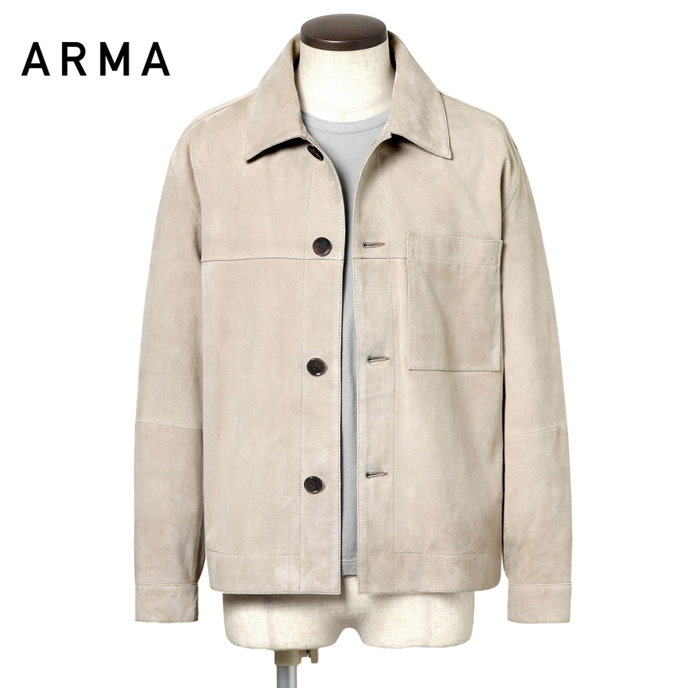 アルマ ARMA ／【国内正規品】／ ゴートスエードシャツブルゾン「PEAK」（アイスベージュ）／ ピーク オールシーズン Gジャン レザージャケット レザーシャツ 革 メンズ