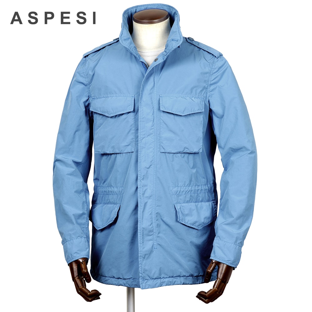 アスペジ ASPESI ／【国内正規品】／ 26SS 製品染めポリエステルナイロンM-65ジャケット「65 REPLICA」（サックスブルー）【ハンガー便選択OK】／ 65レプリカ M65ジャケット 3シーズン 春夏秋 メンズ イタリア アウター