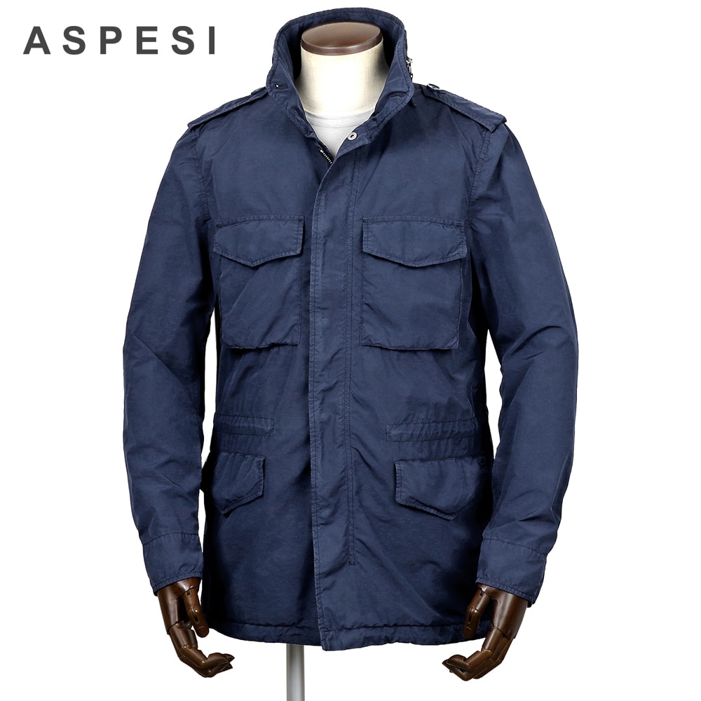 アスペジ ASPESI ／【国内正規品】／ 26SS 製品染めポリエステルナイロンM-65ジャケット「65 REPLICA」（ブライトネイビー）【ハンガー便選択OK】／ 65レプリカ M65ジャケット 3シーズン 春夏秋 メンズ イタリア アウター