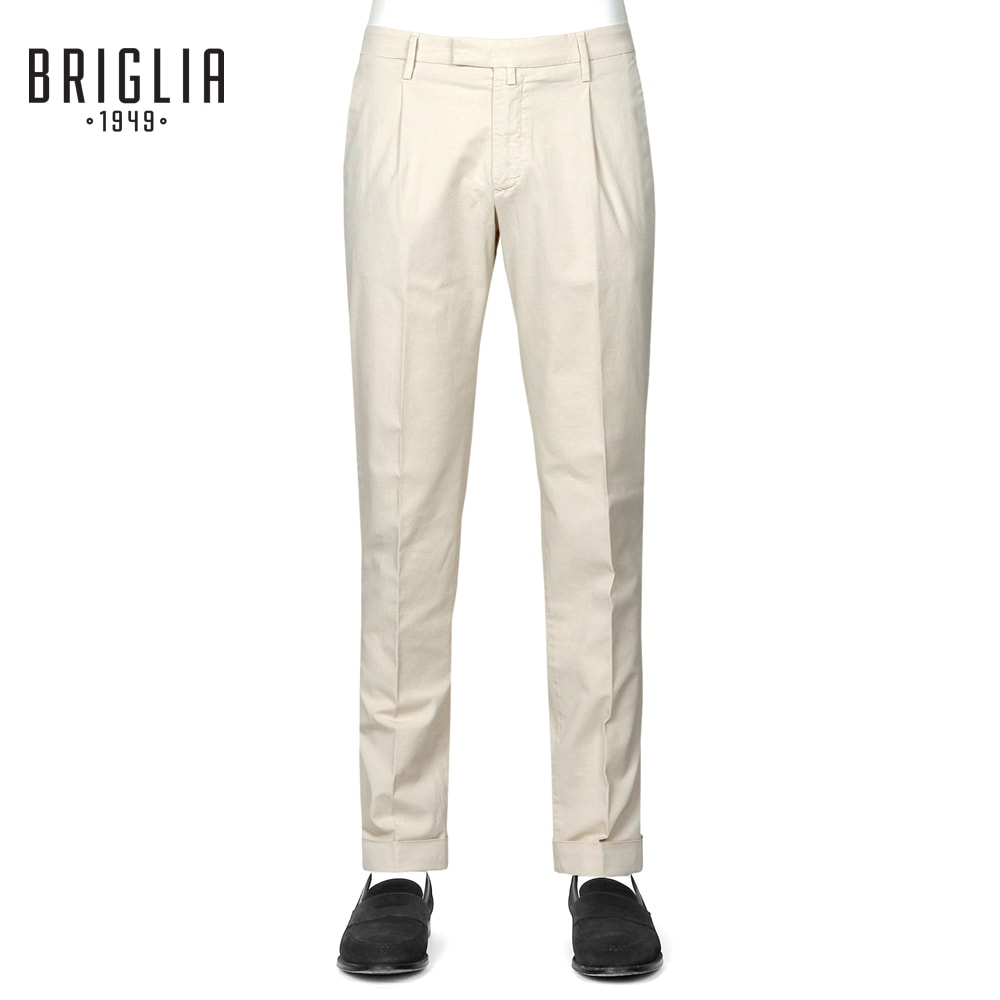 【尖んがり10倍】【訳あり】【返品・取り替えっこ不可】 ブリ後押し 1949 BRIGLIA 1949 ／【国内置き目品】／ 生産品染めコットンストレッチライトギャバジン1筋目ズボン下「BG07」（ともし火ベージュ ／ 大きさ48）／ 干場氏模範例 春夏 メンズ イタリア共和国 ボトムス チノ食麺麭