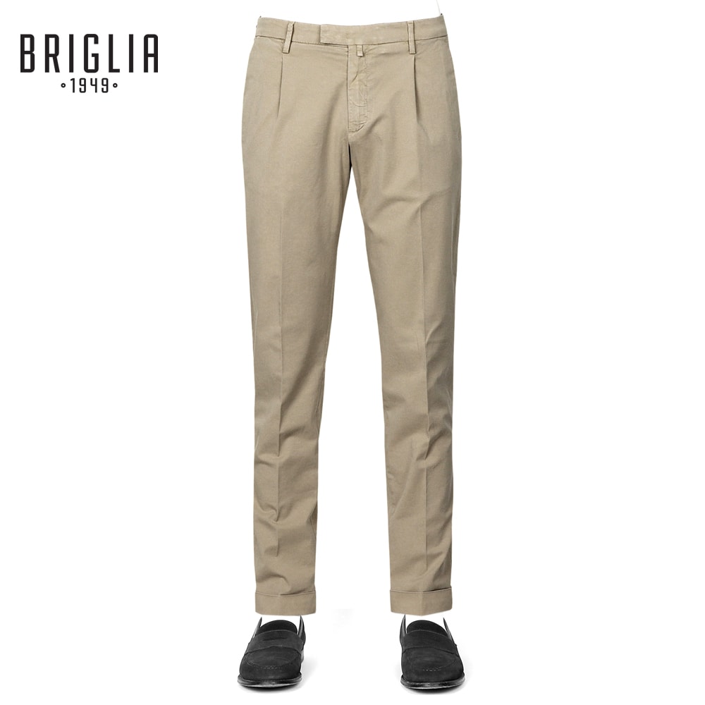 【尖んがり10倍】ブリ後ろ側 1949 BRIGLIA 1949 ／【国内定まり品】／ 生産物染めコットンストレッチライトギャバジン1筋目ズボン下「BG07」（フレンチベージュ）【ラッピング相応う】／ 干場氏真似形 春夏 メンズ イタリア共和国 ボトムス チノ食麺麭