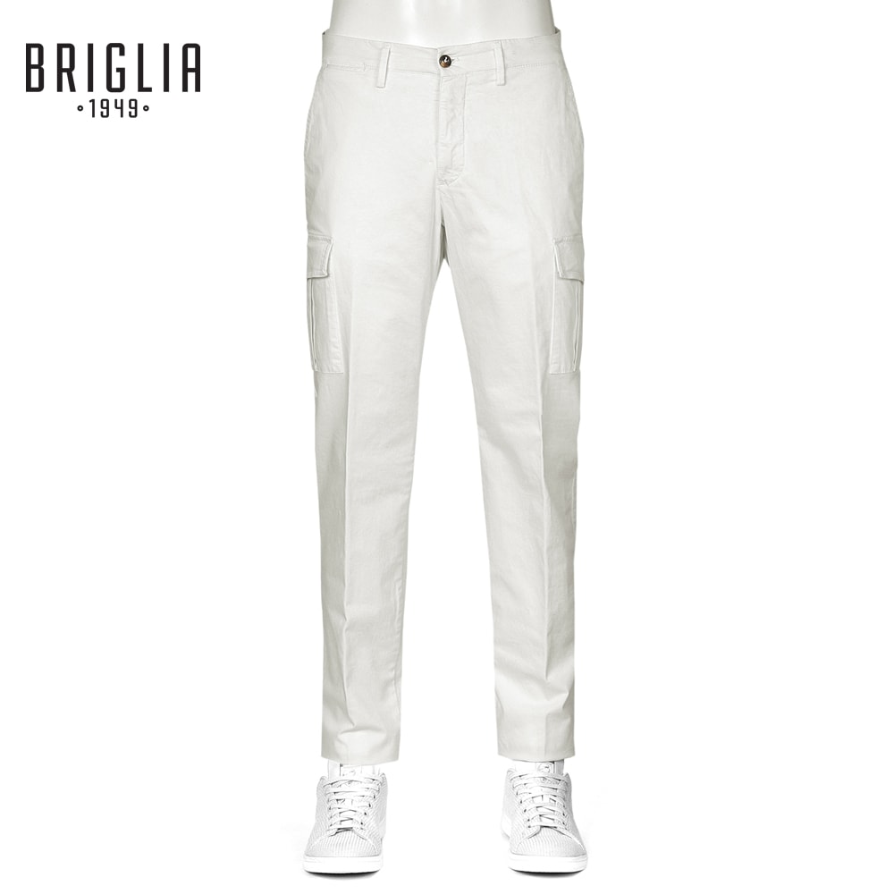 【尖んがり10倍】ブリ後ろ側 1949 BRIGLIA 1949 ／【国内定まり品】／ 生産物染めコットンストレッチサテンカーゴパンツ「ANNAPOLIS」（白いこと）【ラッピング相応う】／ 干場氏真似形 春夏 メンズ イタリア共和国 ボトムス アナ刑事警察
