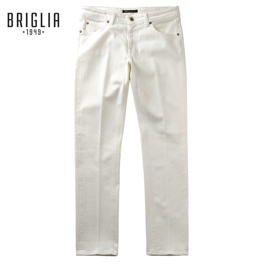 【尖んがり10倍】ブリ後押し 1949 BRIGLIA 1949 ／【国内置き目品】／ ウォッシュドコットンストレッチデニム5衣嚢デニム「RIBOT」（白いこと）【ラッピング相応う】／ オール時節 メンズ イタリア共和国 ボトムス 白いことジーンズ  スリムテーパード リボー