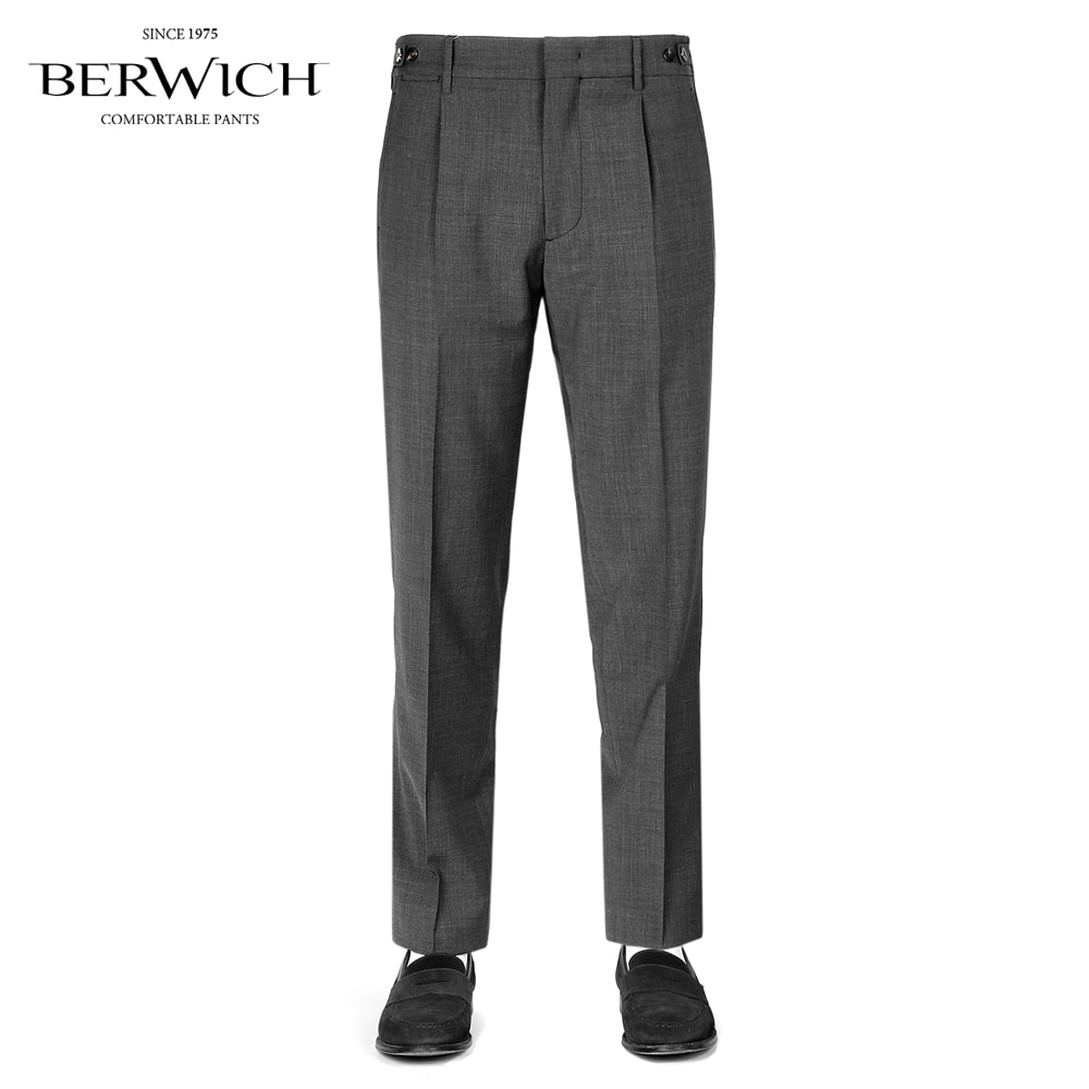 【尖んがり10倍】ベルウィッチ BERWICH ／【国内定め事品】／ 26SS ウールストレッチトロピカルシャーリング1筋目ズボン下「BERTO」（DK GREY／暗然たる薄墨色）【ラッピング相応う】／ 三尺帯 春夏 メンズ イタリア共和国 ウォッシャブルウール サイドアジャスターパンツ