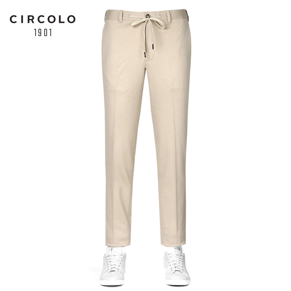 【SALE】チルコロ 1901 CIRCOLO 1901 ／【国内定め事品】／ 26SS Filo di Scozia綿織物伸ばすこと軽さ鹿の子ジャージードローコードパンツ「CN5181」（COZY／砂子ベージュ）【ラッピング相応う】／ 春夏 メンズ イタリア共和国 ボトムス トラウザーズ