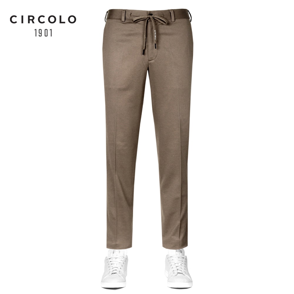 チルコロ 1901 CIRCOLO 1901 /【国内正規品】/ 26SS Filo di Scoziaコットンストレッチ軽量鹿の子ジャージードローコードパンツ「CN5181」 (STOOL/ブラウン) 【ハンガー便選択OK】/ 春夏 メンズ イタリア ボトムス トラウザーズ
