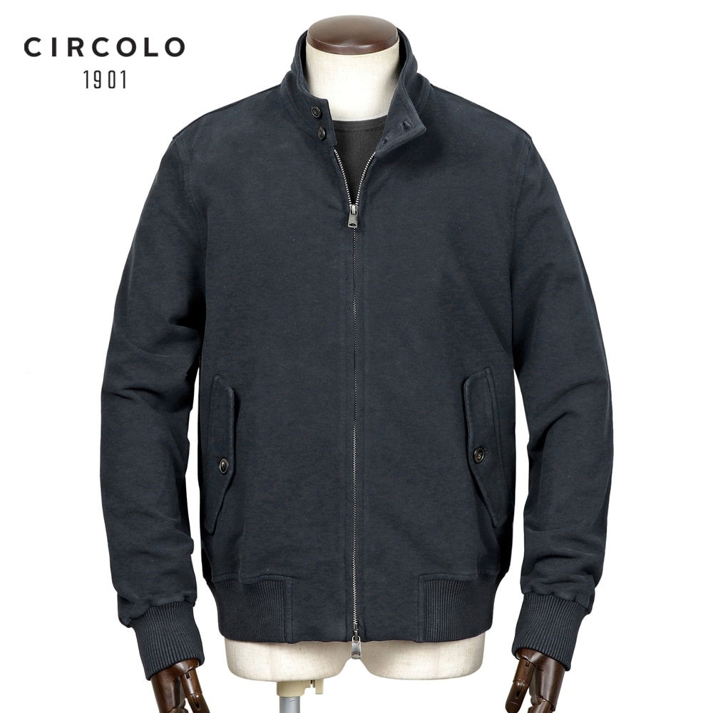 【ポイント10倍】 チルコロ 1901 CIRCOLO 1901 ／【国内正規品】／ 26SS 製品染めコットンストレッチジャージーハリントンジャケット「CN5197」 （ネイビー） 【ハンガー便選択OK】／ 春秋冬 3シーズン メンズ イタリア アウター ブルゾン G9