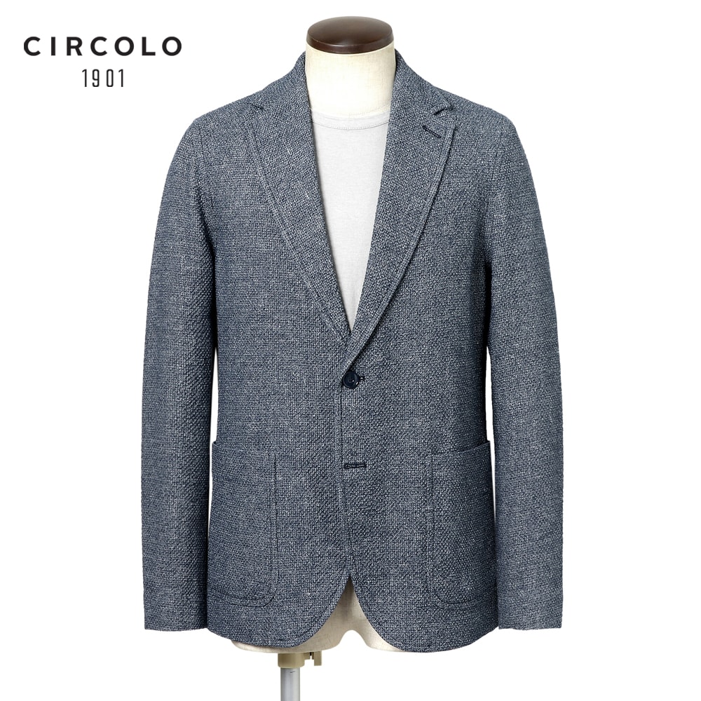 【SALE】チルコロ 1901 CIRCOLO 1901 ／【国内置き目品】／ 26SS リネンコットンストレッチニットジャージー2Bプルオーバー上衣「CN5297」（BLU NAVY／米国海軍）【ハンガー便選りわける聞き入れる】／ 春夏 メンズ イタリア共和国 プルオーバー上衣 無地