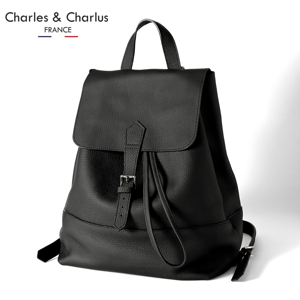 【尖んがり10倍】シャルル・エ・シャルリュス Charles et Charlus ／ Remy Carriatトリヨンレザーバックパック「MARCEL」（黒いこと）／ 大売り出し取りすてる品 マル独居室 背嚢 御徒面子 革 レミーキャリアット