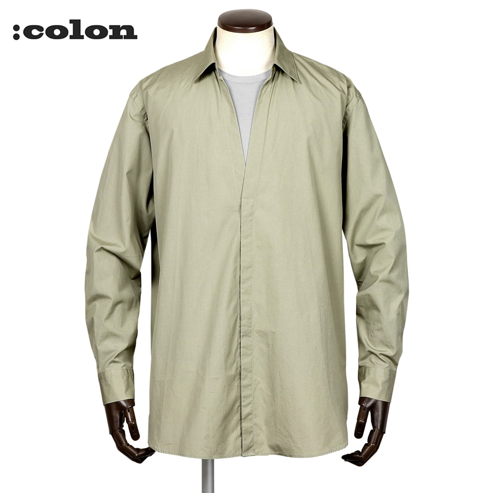 【ポイント10倍】コロン ：colon ／【国内正規品】／ コットン100番手双糸ブロード比翼スキッパーシャツ「CSH-33」 （セージグリーン） 【ラッピング対応】／ 春夏 メンズ 日本 長袖シャツ コットンシャツ 21,681円