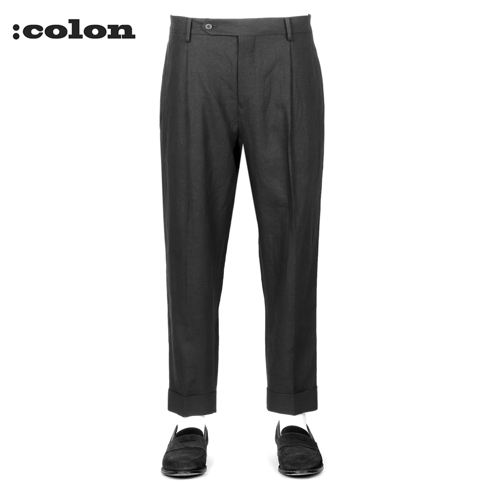【SALE/返品・交換不可】コロン :colon /【国内正規品】/ ワッシャーリネン1プリーツパンツ「CPT-16」(ブラック)【ラッピング対応】/ 春夏 メンズ 日本 ボトムス リネンパンツ 無地|粋な着こなし 店