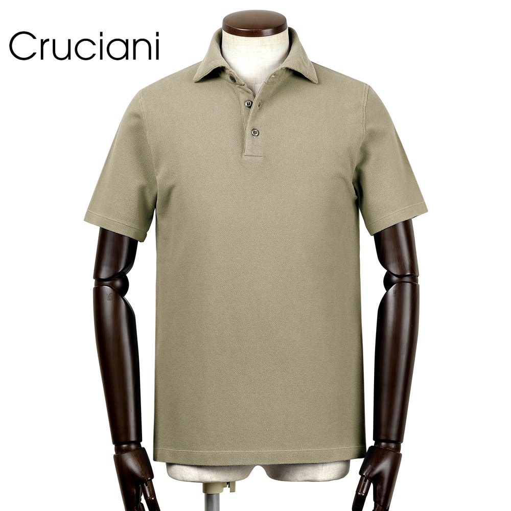 【10%OFF引き換え証】クルチアーニ Cruciani ／【国内定め事品】／ 生産物洗いもの綿織物鬼鹿の子半袖スポーツシャツ「JU1371」（サルヴィア）【ラッピング相応う】／ 春夏 メンズ イタリア共和国 台襟ポロ 御召しものポロ ビズポロ カノコ オニカノコ 無地
