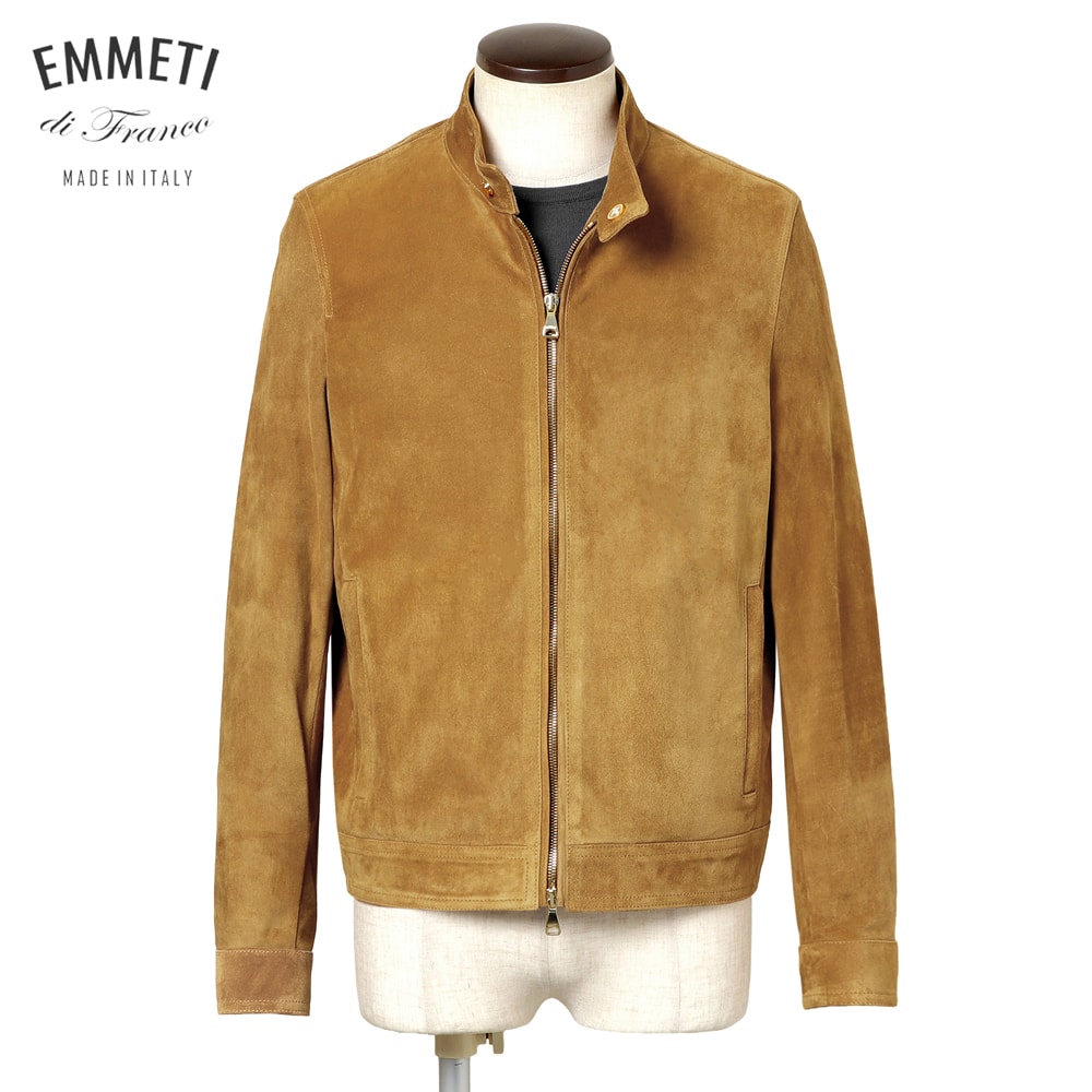 【クーポン対象】エンメティ EMMETI ／【国内正規品】／ 数量限定 銀付きラムスエードシングルライダースジャケット「JURI GOLD SFODERATO」 （LIGHT GOLD／ゴールデンブラウン） 【ハンガー便選択OK】／ 限定レザー ユリ ゴールド メンズ イタリア レザーライダース 93,775円