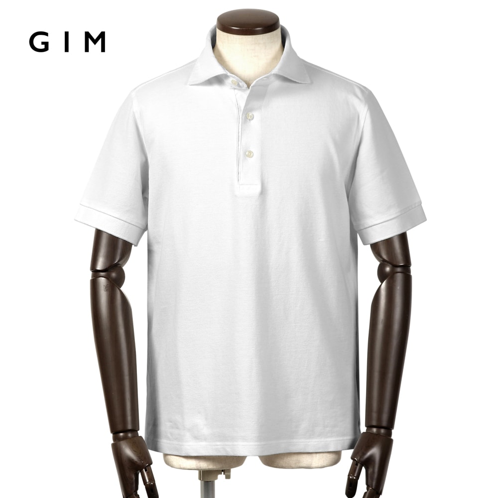 【10%OFF引き換え証】体育館 GIM ／【国内定め事品】／ 当店別注 手染め40番手双糸綿織物引っ張ること揃え鹿の子半袖スポーツシャツ（白いこと）【ラッピング相応う】／ 春夏 メンズ 日本製 台襟ポロ 御召しものポロ カノコポロ 広広とした色つや