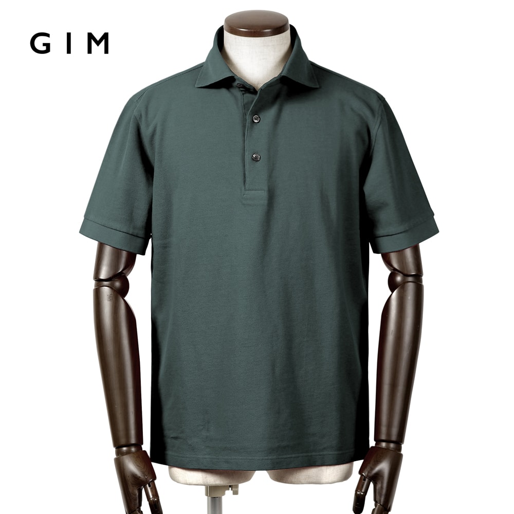 【10%OFFクーポン券】体育館 GIM ／【国内置き目品】／ 当店別注 手染め40番手双糸綿織物引っ張ること揃え鹿の子半袖スポーツシャツ（グレイッシュダークグリーン）【ラッピング相応う】／ 春夏 メンズ 日本製 台襟ポロ 御召しものポロ カノコポロ 広々とした色つや