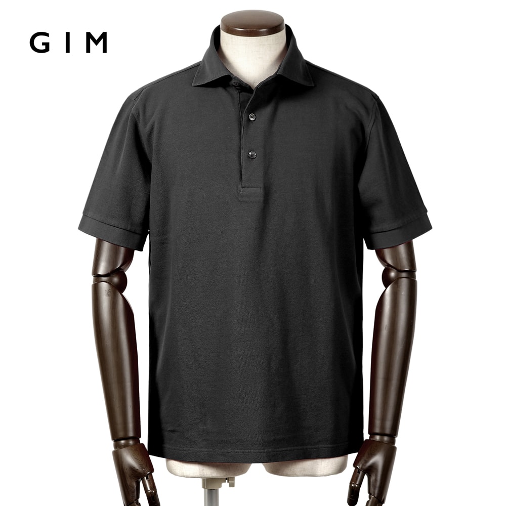 【ポイント10倍】ジム GIM /【国内正規品】/ 当店別注 手染め40番手双糸コットン引き揃え鹿の子半袖ポロシャツ(ブラック)【ラッピング対応】/ 春夏 メンズ 日本製 台襟ポロ ドレスポロ カノコポロ ワイドカラー|粋な着こなし 店