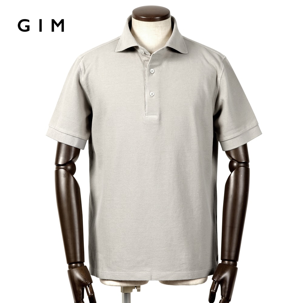 【10%OFFクーポン券】体育館 GIM ／【国内置き目品】／ 当店別注 手染め40番手双糸綿織物引っ張ること揃え鹿の子半袖スポーツシャツ（パール薄墨色）【ラッピング相応う】／ 春夏 メンズ 日本製 台襟ポロ 御召しものポロ カノコポロ 広々とした色つや