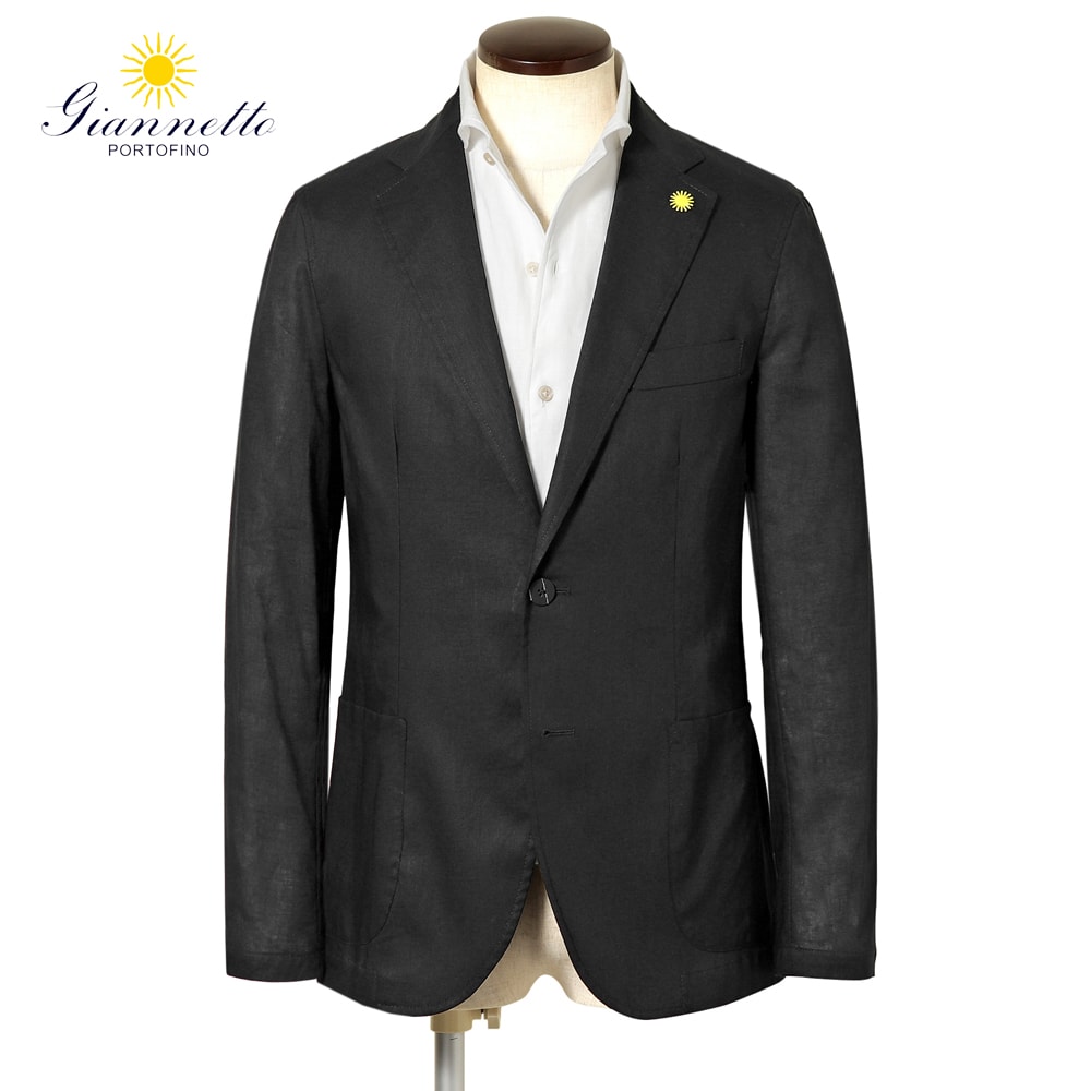 【10%OFF引き換え証】ジャンサイバー空間 Giannetto ／【国内置き目品】／ 26SS リネンコットンポプリン2Bプルオーバー上衣「CORALLO」（黒いこと）【ハンガー便選りわける聞き入れる】／ 春夏 メンズ イタリア共和国 オンオフ兼用 軽さ上衣 無地