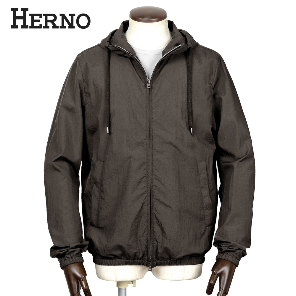 【ポイント10倍】ヘルノ HERNO /【国内正規品】/ 26SS 撥水超軽量マイクロリップストップナイロンフーデッドブルゾン「GI000645U」(ブラウン)【ハンガー便選択OK】/ 春夏 メンズ アウター ブルゾン パーカー 水洗い可能|粋な着こなし 店
