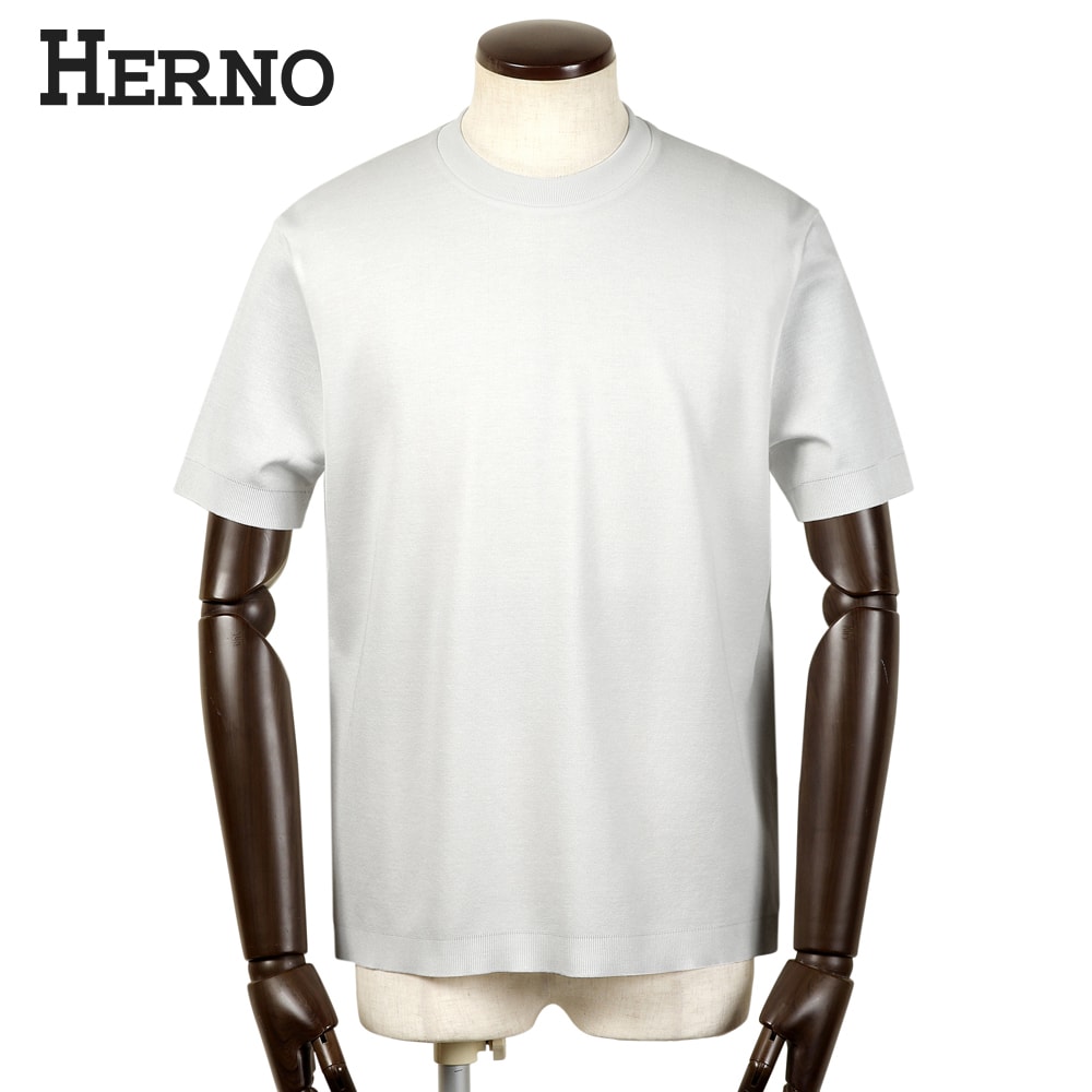 ヘルノ HERNO ／【国内正規品】／ 26SS ニット調コットンジャージー半袖クルーネックカットソー「JG000206U」 （ホワイト） 【ラッピング対応】／ 春夏 メンズ トップス Tシャツ ティーシャツ 半袖ニット ニットソー
