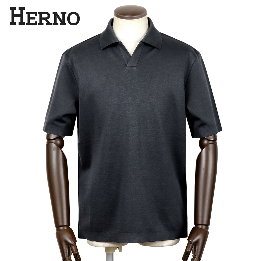 地獄ノ HERNO ／【国内置き目品】／ 26SS 編み物調綿織物プルオーバー半袖旗がしらスポーツシャツ「JV000004U」（米国海軍）【ラッピング相応う】／ 春夏 メンズ トップス 半袖スポーツシャツ 旗がしらポロ ニットソー