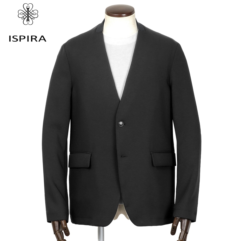【ポイント10倍】イスピラ ISPIRA ／【国内正規品】／ ウォッシャブルストレッチポリエステルノーカラー2Bジャケット （BK／ブラック） ／ オールシーズン メンズ セットアップ トラベル