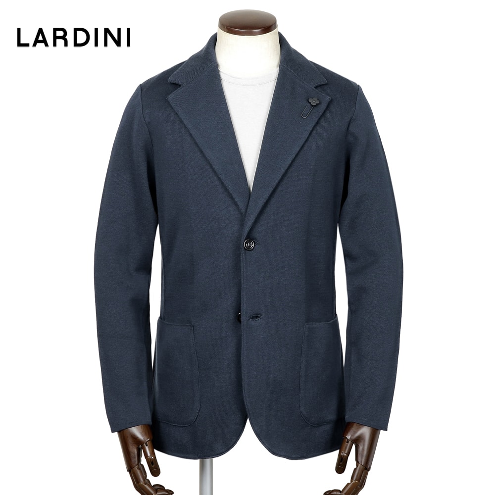 【SALE／返品・交換不可】ラルディーニ LARDINI ／【国内正規品】／ 26SS コットン平編み2Bニットジャケット「LJM56」（ネイビー）／ 春夏 メンズ イタリア ビジネス ブレザー ニットアウター 無地｜粋な着こなし　店