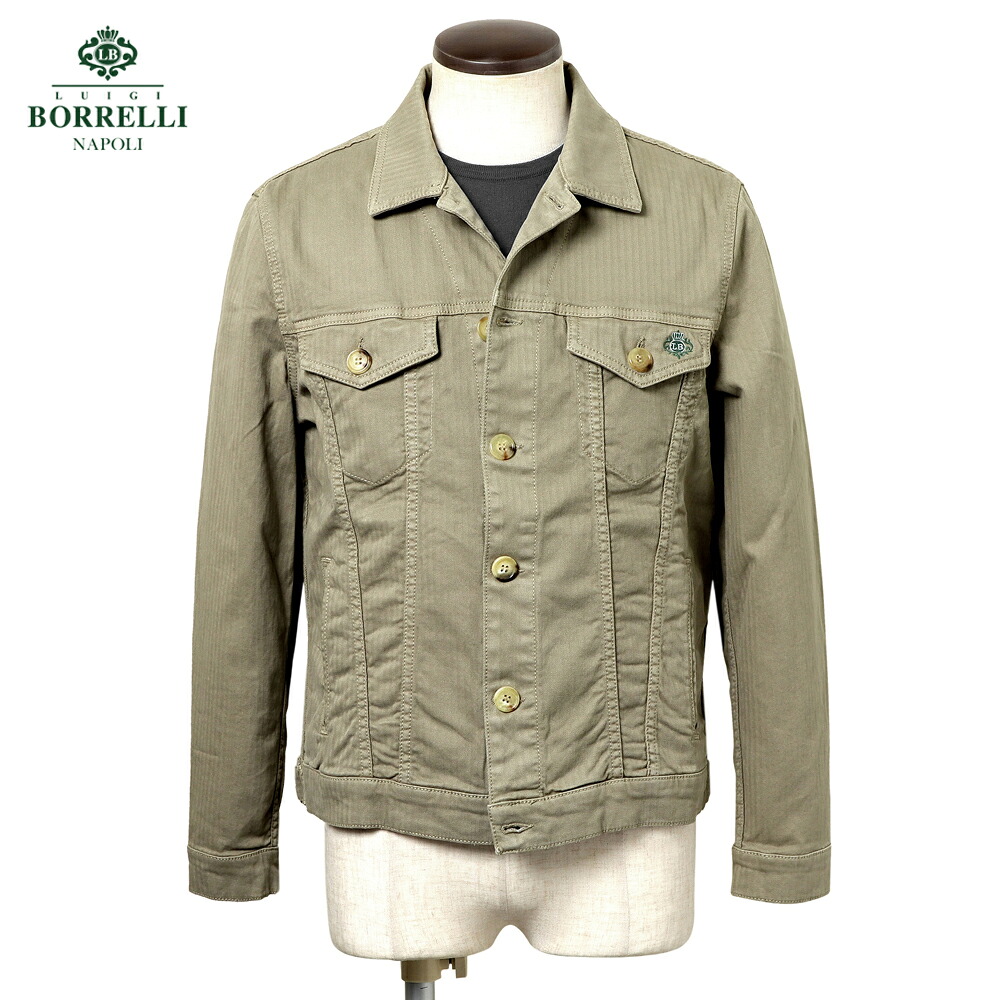 【尖んがり10倍】ルイジボレッリ ルイジボレリ LUIGI BORRELLI ／ 26SS コットンストレッチヘリンボーンGジャン型プルオーバー上衣「OTJ10001」（グレージュ）／ メンズ イタリア共和国 アウター 上衣 無地
