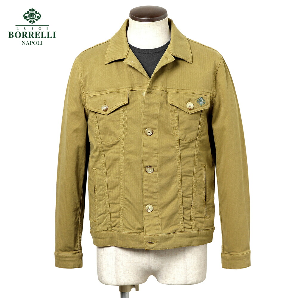 【尖んがり10倍】ルイジボレッリ ルイジボレリ LUIGI BORRELLI ／ 26SS コットンストレッチヘリンボーンGジャン型プルオーバー上衣「OTJ10001」（オークル色）／ メンズ イタリア共和国 アウター 上衣 無地