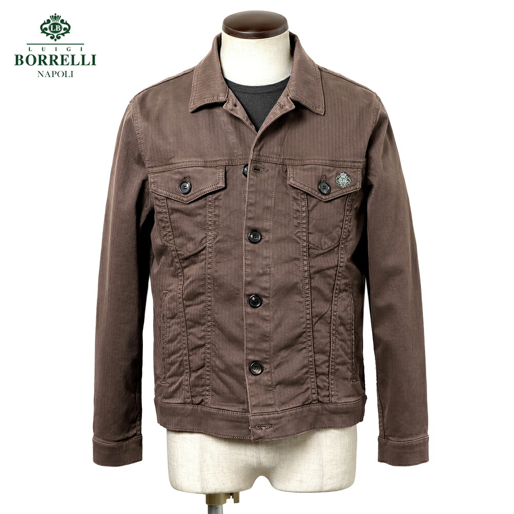 【尖んがり10倍】ルイジボレッリ ルイジボレリ LUIGI BORRELLI ／ 26SS コットンストレッチヘリンボーンGジャン型プルオーバー上衣「OTJ10001」（赤銅色）／ メンズ イタリア共和国 アウター 上衣 無地