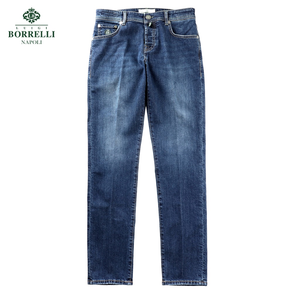 ルイジボレッリ ルイジボレリ LUIGI BORRELLI ／ 26SS コットンストレッチデニムジーンズ「CARACCIOLO／JS1000」（ウォッシュドインディゴ）【ラッピング相応う】／ メンズ イタリア共和国 春夏 ジーンズズボン下 デニム 無地