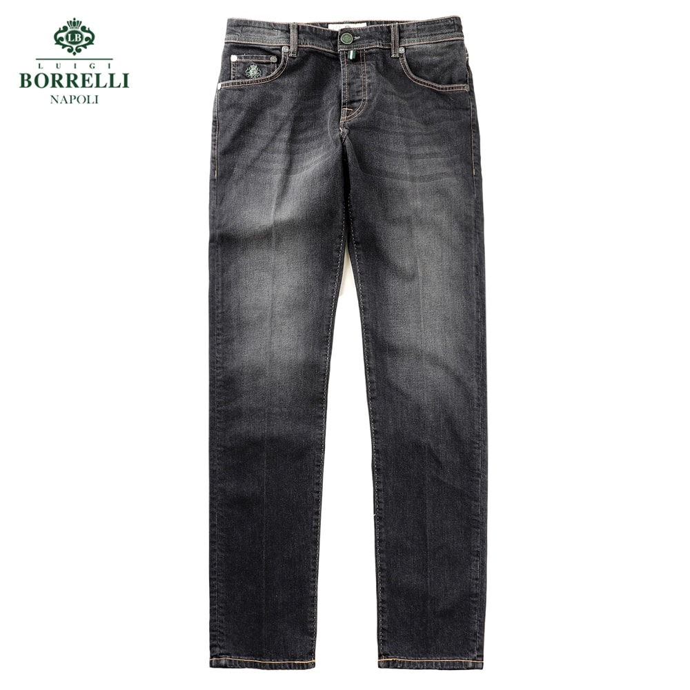 ルイジボレッリ ルイジボレリ LUIGI BORRELLI ／ 26SS コットンストレッチデニムジーンズ「CARACCIOLO／JS1006」（ウォッシュドブラック）【ラッピング相応う】／ メンズ イタリア共和国 春夏 ジーンズズボン下 デニム 無地