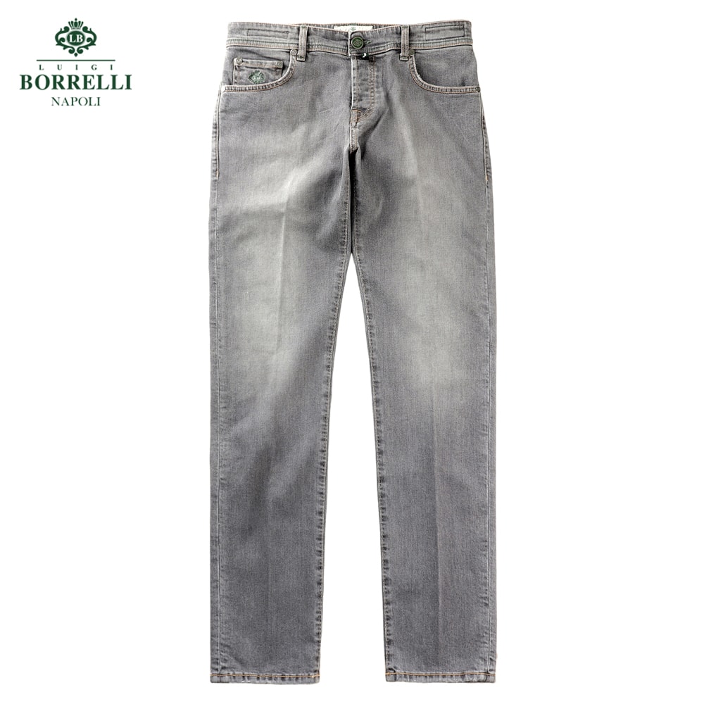 ルイジボレッリ ルイジボレリ LUIGI BORRELLI ／ 26SS コットンストレッチデニムジーンズ「CARACCIOLO／JS1007」（ウォッシュドグレー）【ラッピング相応う】／ メンズ イタリア共和国 春夏 ジーンズズボン下 デニム 無地