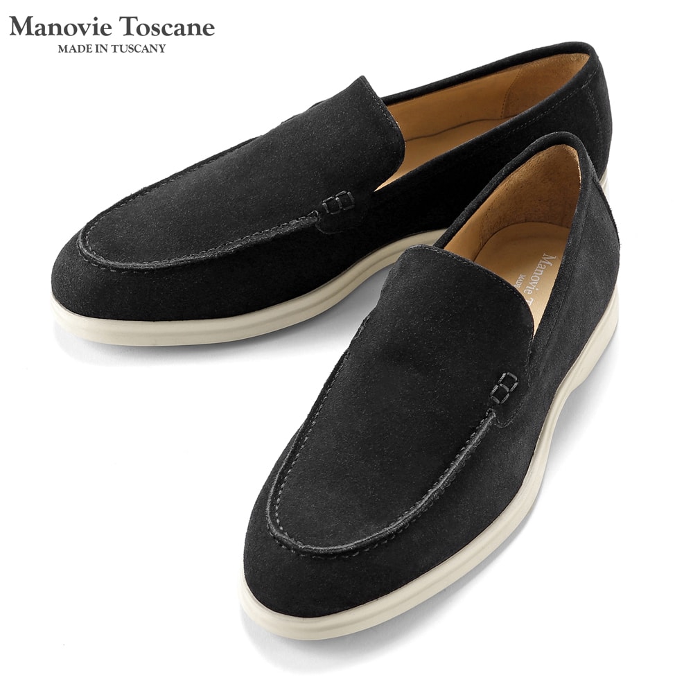 【ポイント10倍】【訳あり】【返品・交換不可】 マノヴィエトスカーネ Manovie Toscane / カーフスエードモカシンスニーカー「LORENZO STICTH」(NERO/ブラック / サイズ40)/ メンズ イタリア 靴 シューズ ローファー スリッポン|粋な着こなし 店