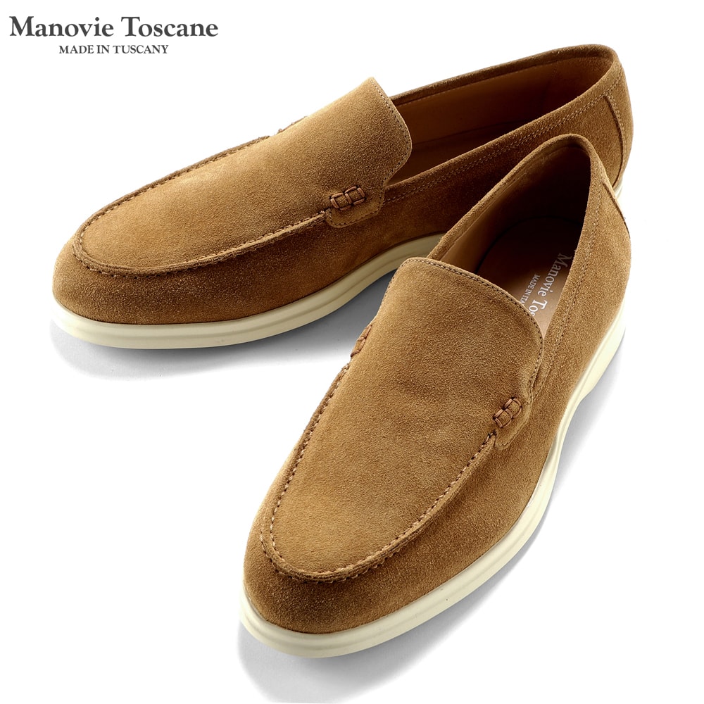 【尖んがり10倍】マノヴィエトスカーネ Manovie Toscane ／ カーフスエードモカシンスニーカー「LORENZO STICTH」（FOX／稲荷）／ メンズ イタリア共和国 靴 シューズ 置き目毛革 スリッポン