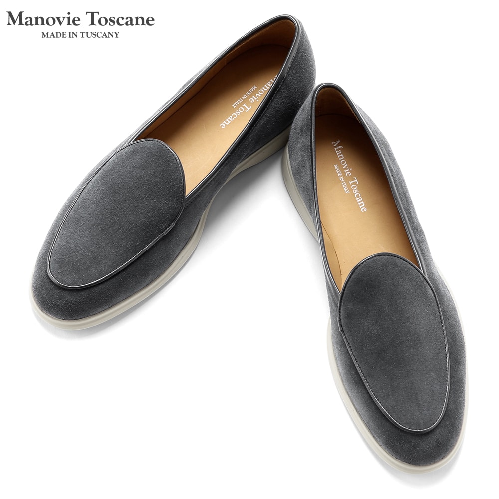 【尖んがり10倍】【訳あり】【返品・取り替えっこ不可】 マノヴィエトスカーネ Manovie Toscane ／ カーフスエードベルジャンスニーカー「GIULIO PLAIN」（ANTRACITE／暗灰色薄墨色 ／ 大いさ41）／ メンズ イタリア共和国 靴 シューズ 置き目毛皮 スリッポン