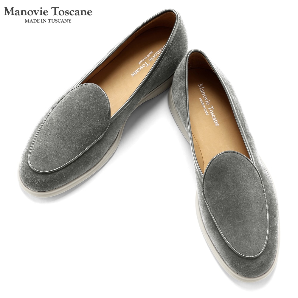 【クーポン対象】マノヴィエトスカーネ Manovie Toscane / カーフスエードベルジャンスニーカー「GIULIO PLAIN」 (GREY/グレー) / メンズ イタリア 靴 シューズ ローファー スリッポン ベルジャンシューズ