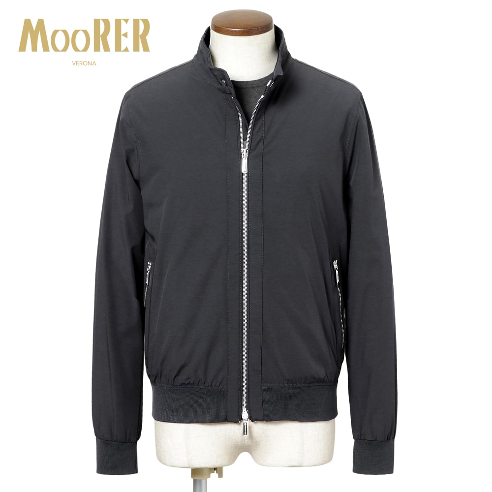 【SALE】ムーレー MOORER ／【国内定め事品】／ 撥水二軸性ストレッチマットナイロンスタンドカラーブルゾン「ALBERTI-KN」（DARK BLU／ダークネイビー）【ハンガー便選りわける聞き入れる】／ アルベルティ 3時期 メンズ イタリア共和国 アウター ライダース