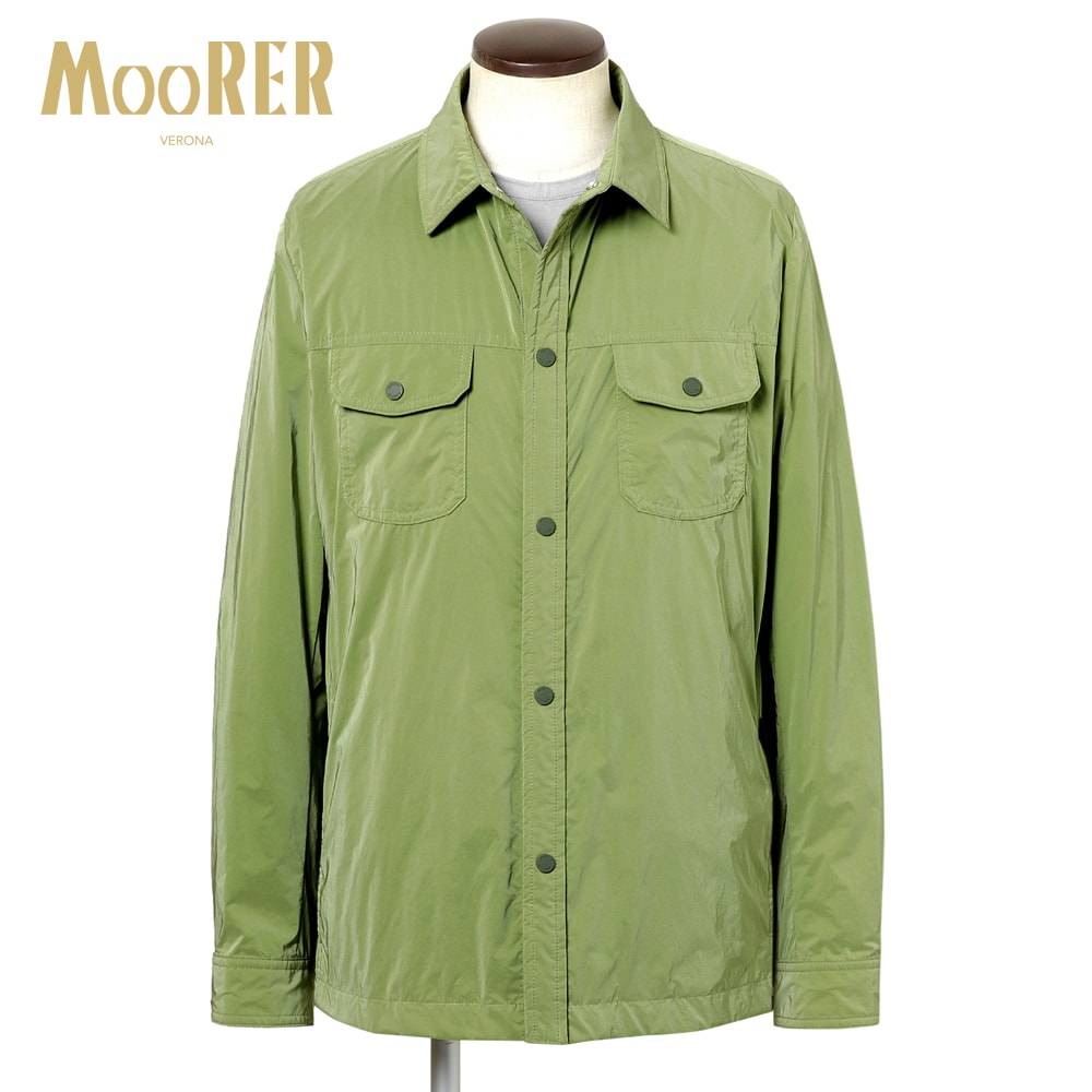 【クーポン対象】ムーレー MOORER ／【国内正規品】／ 撥水軽量シルキーマットナイロンシャツアウター「ATLAS-OS」 （PISTACCHIO／ピスタチオ） 【ハンガー便選択OK】／ アトラス 3シーズン メンズ イタリア アウター シャツジャケット シャツブルゾン