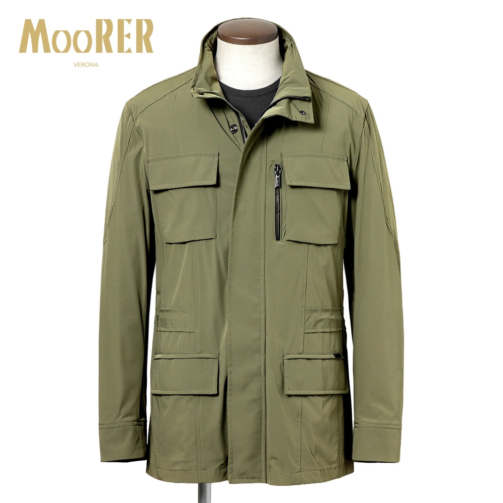 ムーレー MOORER ／【国内正規品】／ 撥水二軸性ストレッチマットナイロンM-65ジャケット「MANOLO-KN」 （FELCE／ライトカーキ） 【ハンガー便選択OK】／ マノロ 3シーズン メンズ イタリア アウター ミリタリージャケット M65ジャケット