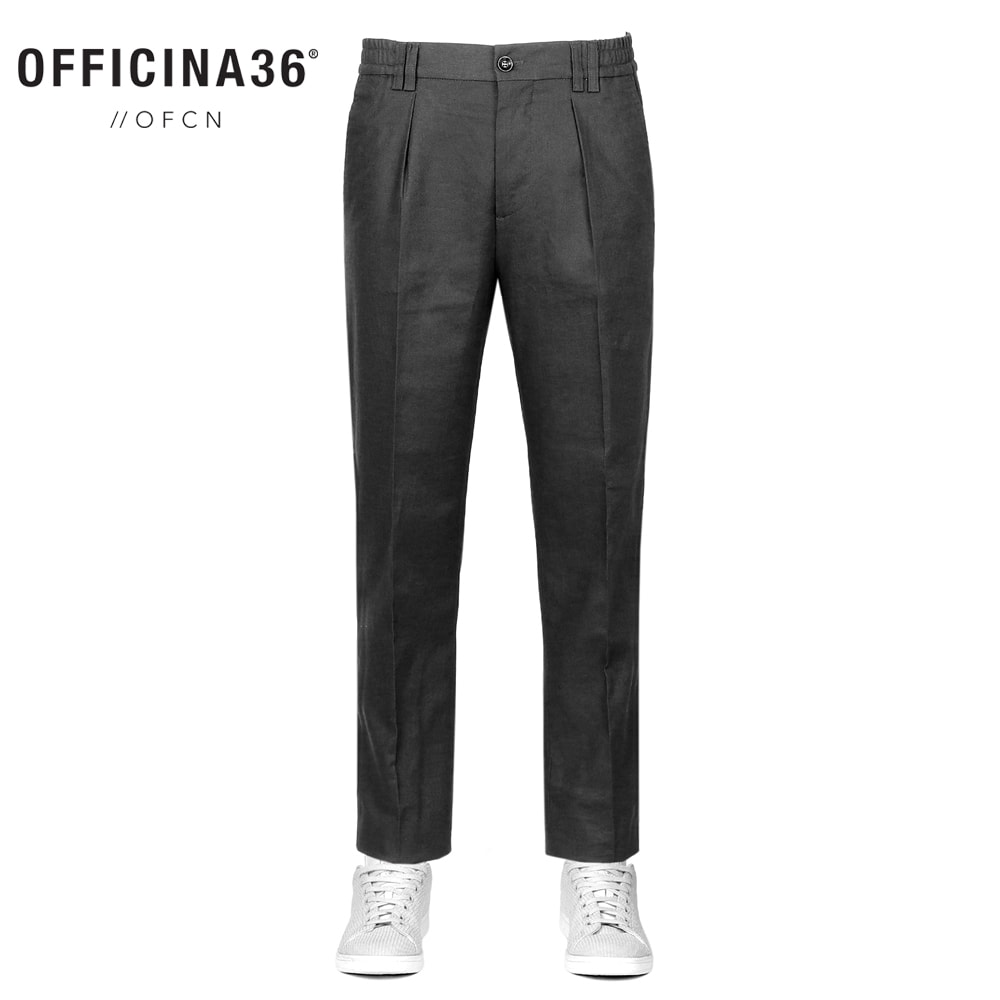 オフィチーナトレンタセイ OFFICINA 36 ／ リネンコットンツイル1プリーツシャーリングパンツ「2729P」 （ブラック） 【ラッピング対応】／ 春夏 メンズ イタリア ボトムス イージーパンツ リネン混