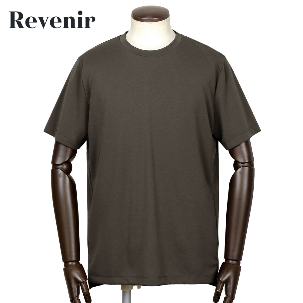 【ポイント10倍】リブニール Revenir ／【国内正規品】／ 当店別注 超強撚ポリエステルスムース半袖クルーネックカットソー「INT-039」（ダークブラウン）【ラッピング対応】／ オールシーズン メンズ Tシャツ ティーシャツ 接触冷感 UVカット 防シワ 速乾｜粋な着こなし　店