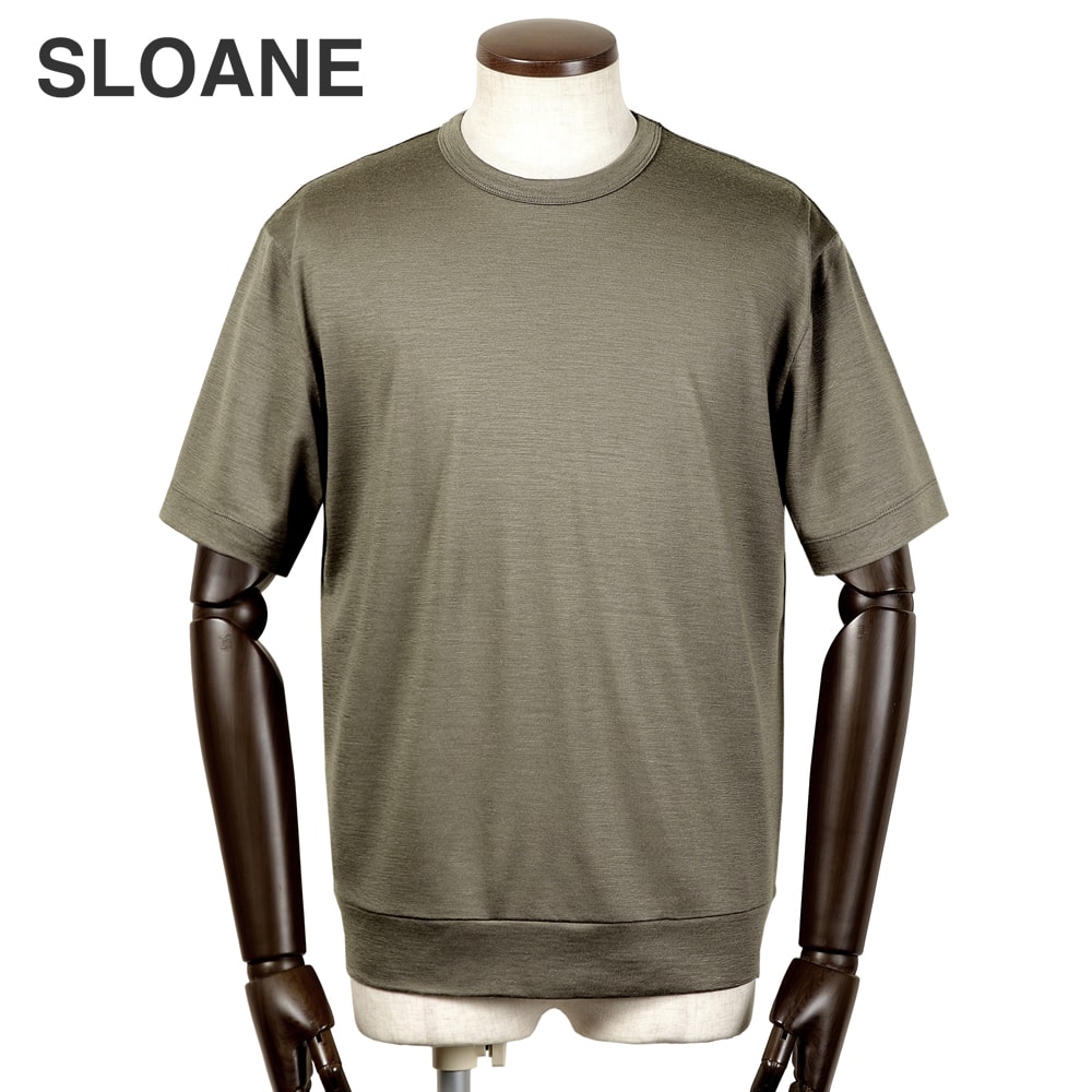 【ポイント10倍】スローン SLOANE ／【国内正規品】／ 当店別注72番手双糸ウォッシャブルウールテンジク半袖クルーネックカットソー「T718」（モスグレー）【ラッピング対応】／ セール除外品 オールシーズン メンズ Tシャツ ティーシャツ ニットT 抗菌防臭｜粋な着こなし　店