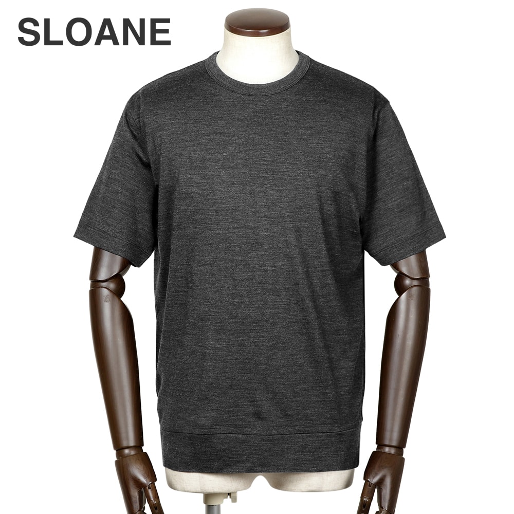 【ポイント10倍】スローン SLOANE /【国内正規品】/ 当店別注72番手双糸ウォッシャブルウールテンジク半袖クルーネックカットソー「T718」(チャコールグレー)【ラッピング対応】/ セール除外品 オールシーズン メンズ Tシャツ ティーシャツ ニットT 抗菌防臭|粋な着こなし 店