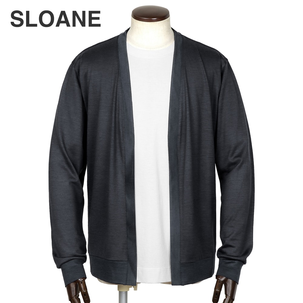 【クーポン対象】スローン SLOANE ／【国内正規品】／ 当店別注72番手双糸ウォッシャブルウールテンジクボタンレスカーディガン「T1193」 （ネイビー） 【ラッピング対応】／ セール除外品 オールシーズン メンズ 長袖 羽織り 抗菌防臭