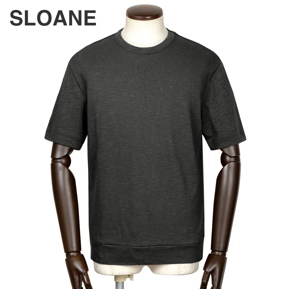 【ポイント10倍】スローン SLOANE /【国内正規品】/ 当店別注コットンリネンテンジク半袖クルーネックカットソー「T1207」(チャコール)【ラッピング対応】/ セール除外品 春夏 メンズ Tシャツ ティーシャツ 麻混 リネン混|粋な着こなし 店