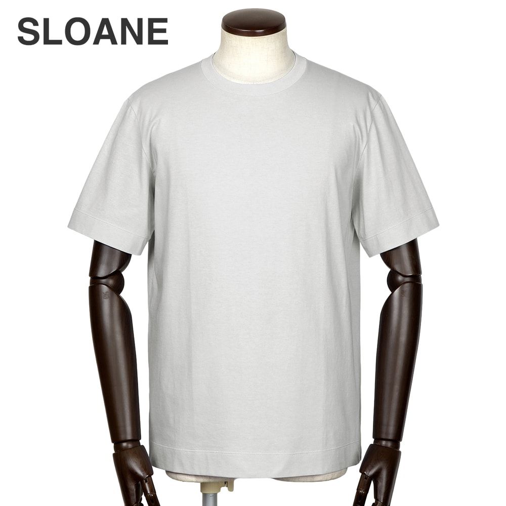 【10%OFF引き換え証】スローン SLOANE ／【国内定め事品】／ 72番手双糸コットンシルケットテンジク半袖クルーネックカットソー「T1140」（パール薄墨色）【ラッピング相応う】／ 大売り出し撥ねのける品 オール時期 メンズ ティーシャツ 紅茶プルオーバー 容器に並べるT 当たること冷感