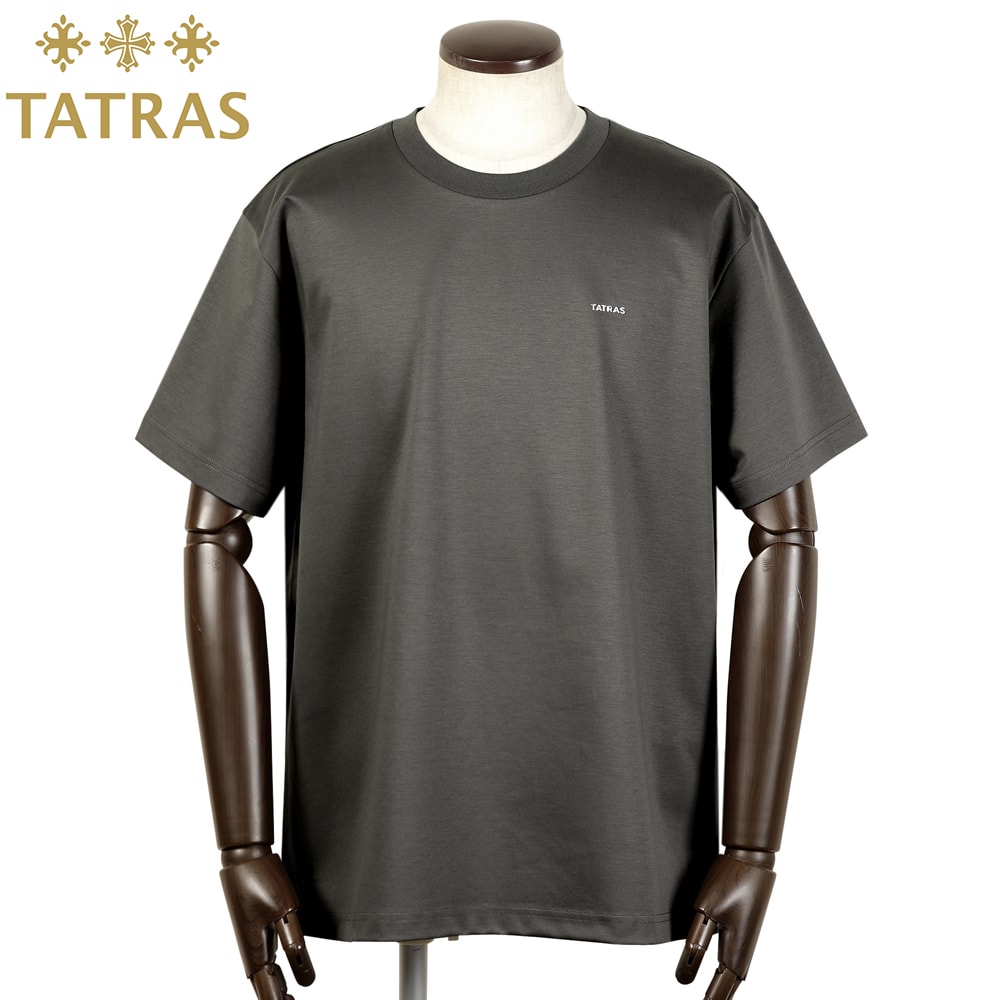 【ポイント10倍】タトラス TATRAS ／【国内正規品】／ スーピマコットン40ゲージスムース左胸＆首裏圧着ロゴ半袖クルーネックカットソー「SELO」（チャコールグレー）【ラッピング対応】／ セロ MCKZ0053083588 オールシーズン ショートスリーブ Tシャツ｜粋な着こなし　店 18,744円