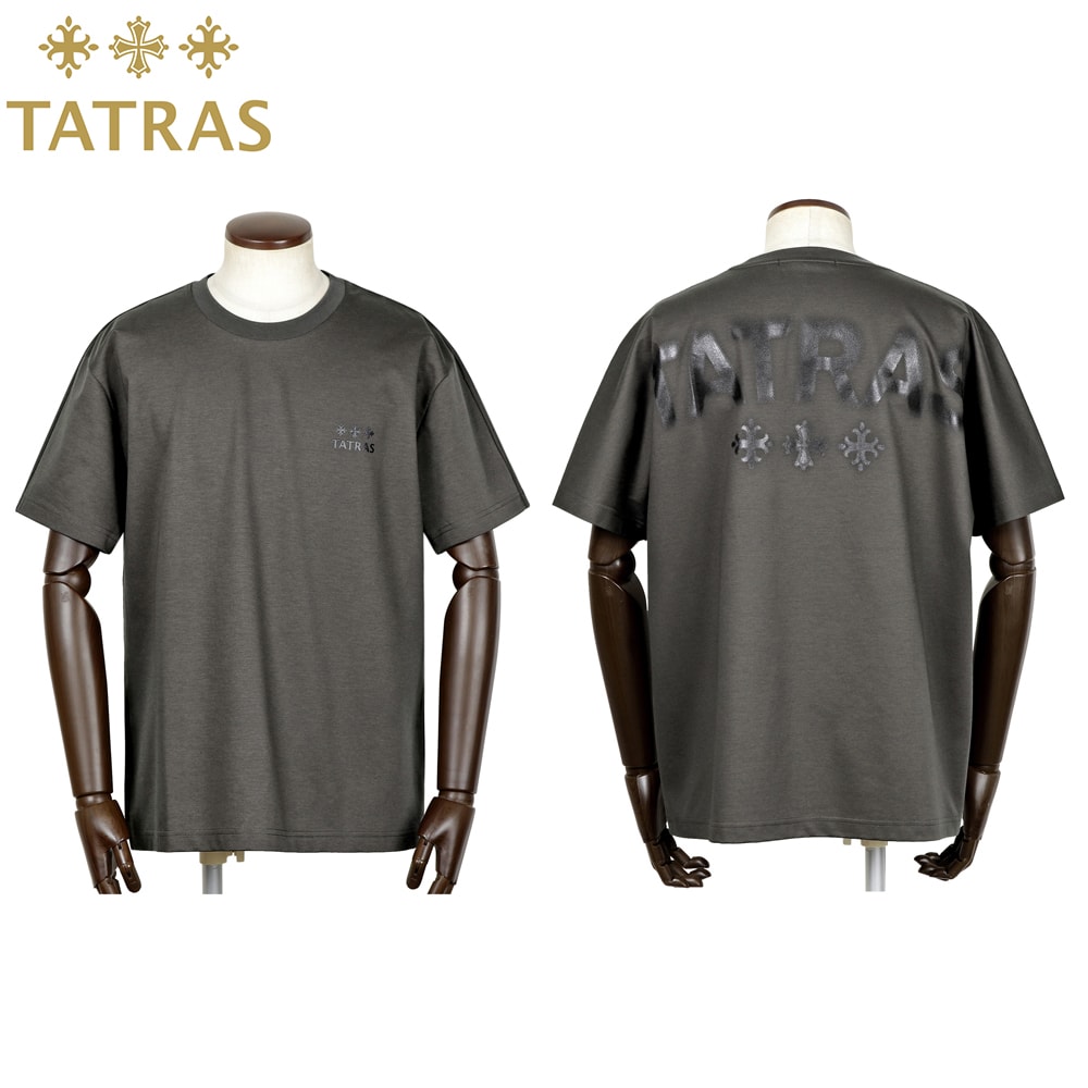 タトラス TATRAS ／【国内正規品】／ スーピマコットン40ゲージスムース左胸＆背中プリントロゴ半袖クルーネックカットソー「TIDEO」 （チャコールグレー） 【ラッピング対応】／ ティデオ MCKZ0368083588 オールシーズン ショートスリーブ Tシャツ