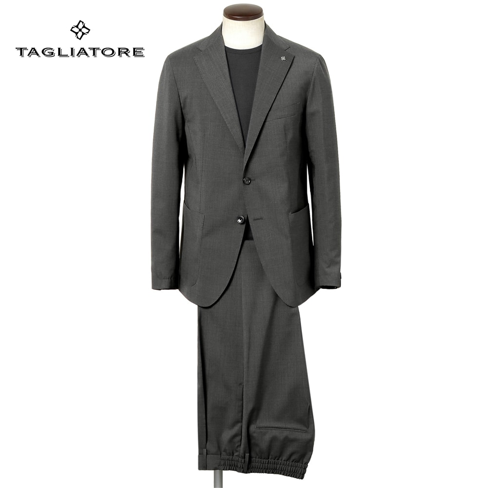 【クーポン対象】タリアトーレ TAGLIATORE ／【国内正規品】／ 26SSウールストレッチトロピカル2Bイージースーツ「DAKAR」 （チャコールグレー） 【ハンガー便選択OK】／ 春夏 メンズ イタリア トラベルスーツ セットアップ ドローコードパンツ 高機能 防シワ 無地
